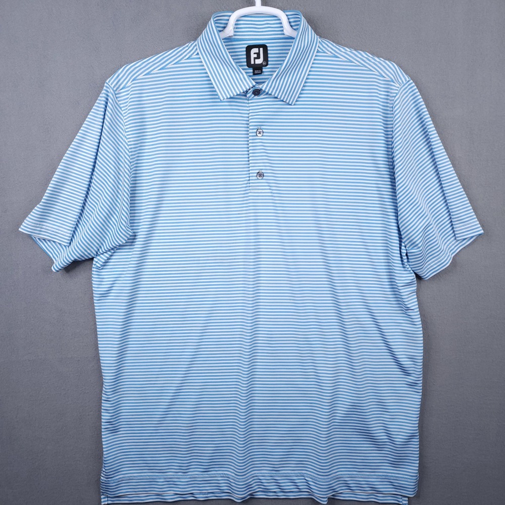 FootJoy Golf Polo Mens XL Light Blue Striped ProDry Short Sleeve Athletic